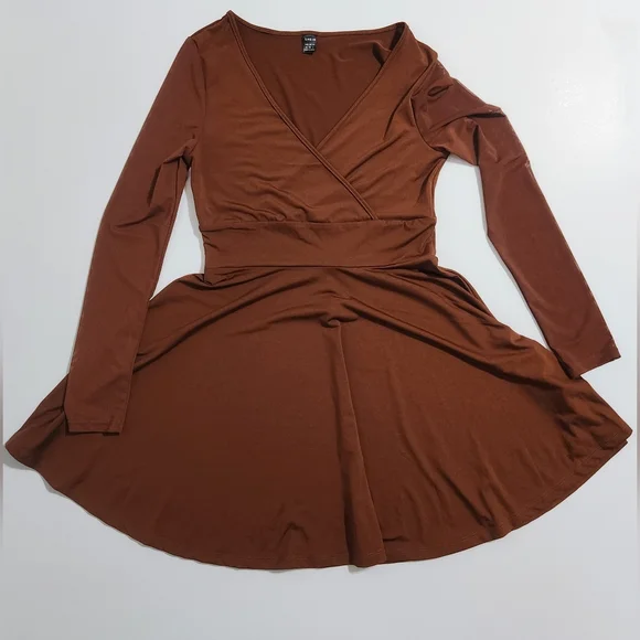 SHEIN Unity Contrast Mesh Overlap Collar Fit And Flare Dress Size Medium M - Picture 5 of 10